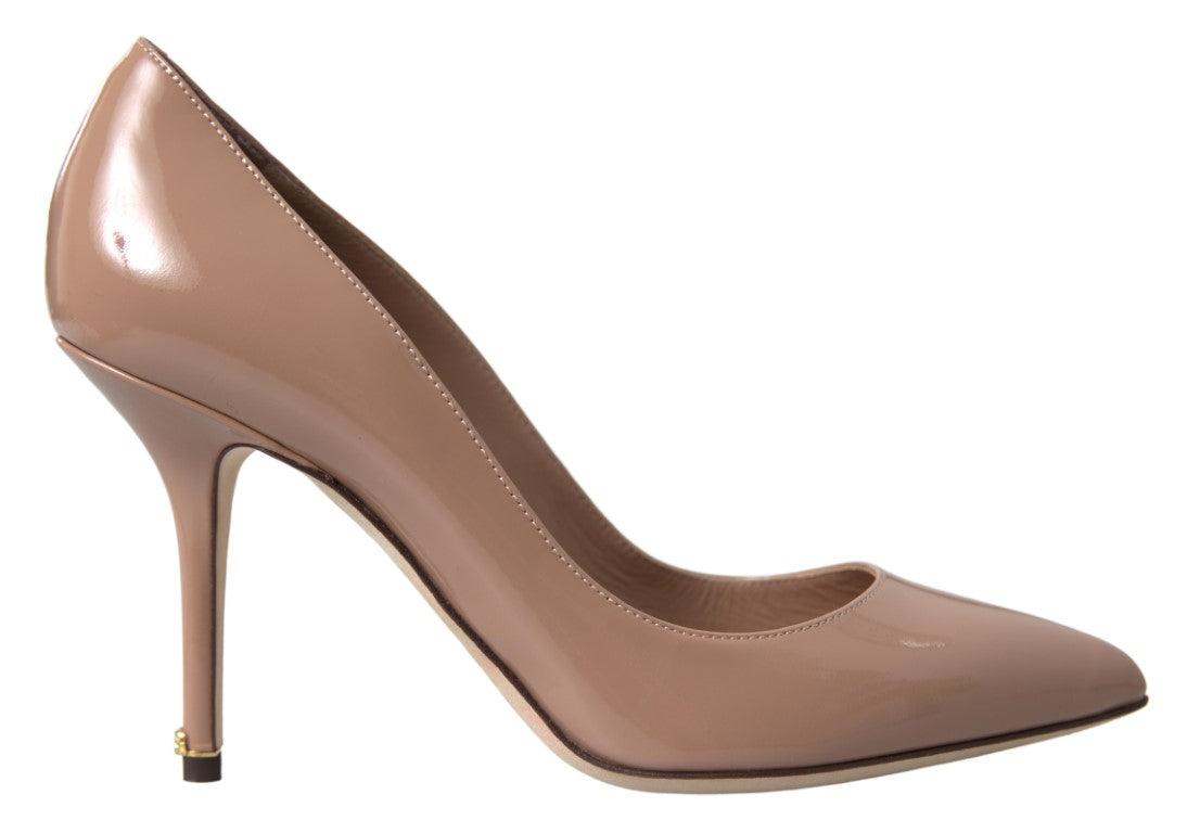 Dolce & Gabbana Beige Leather Pumps Patent Heels Shoes - Ellie Belle