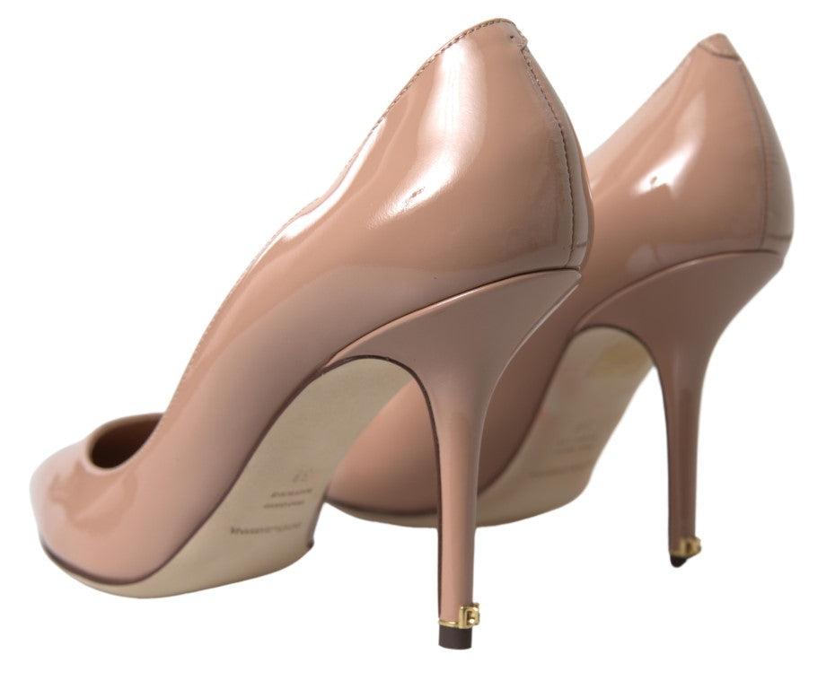 Dolce & Gabbana Beige Leather Pumps Patent Heels Shoes - Ellie Belle