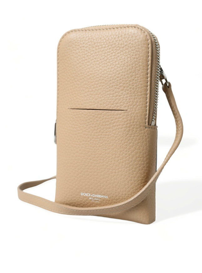 Dolce & Gabbana Beige Leather Purse Crossbody Sling Phone Bag - Ellie Belle