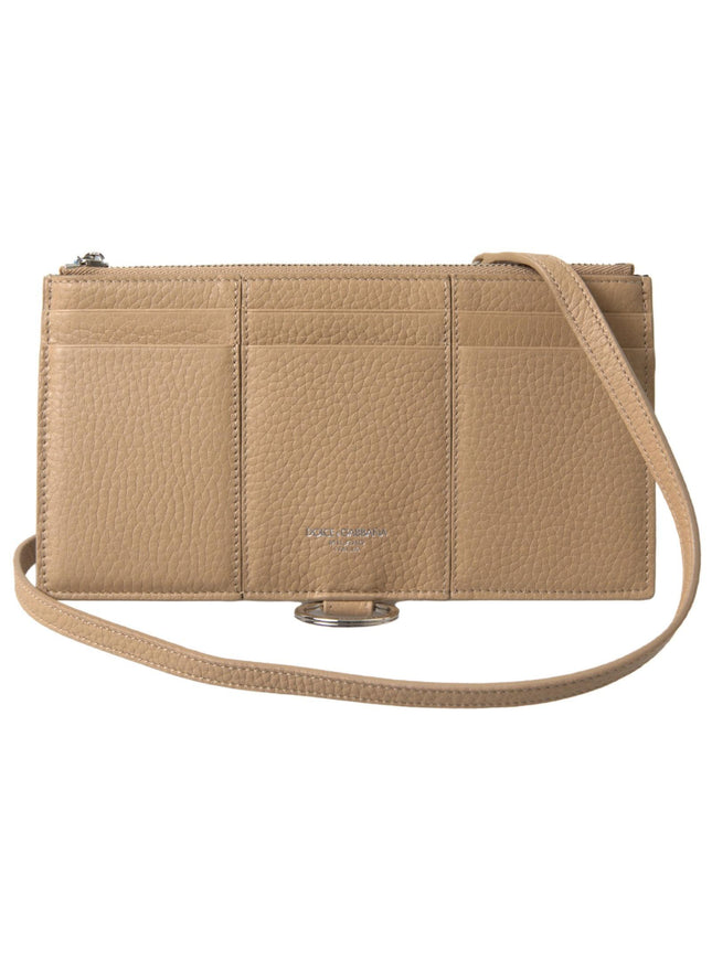 Dolce & Gabbana Beige Leather Shoulder Cardholder Shoulder Strap Wallet - Ellie Belle