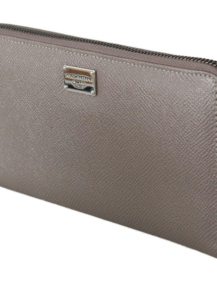 Dolce & Gabbana Beige Leather Zipper Continental Bill Card Coin Wallet - Ellie Belle