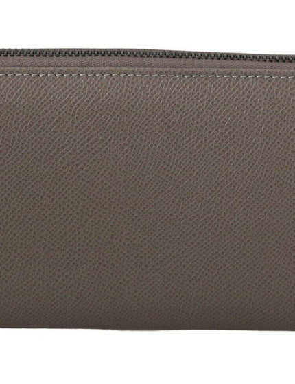 Dolce & Gabbana Beige Leather Zipper Continental Bill Card Coin Wallet - Ellie Belle