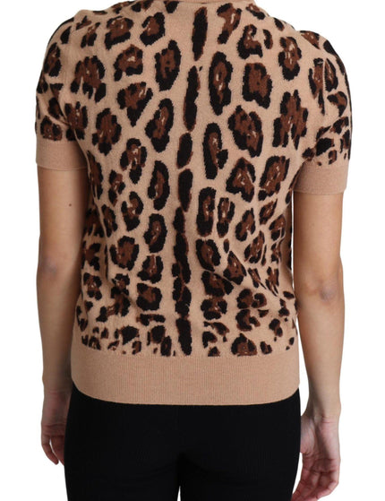 Dolce & Gabbana Beige Leopard Print Virgin Wool Turtleneck Top - Ellie Belle