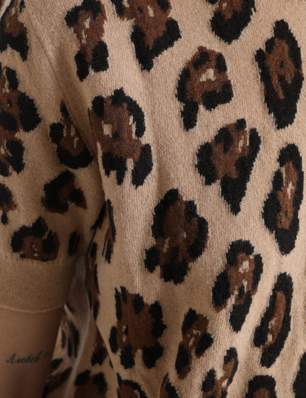 Dolce & Gabbana Beige Leopard Print Wool Turtleneck Top - Ellie Belle