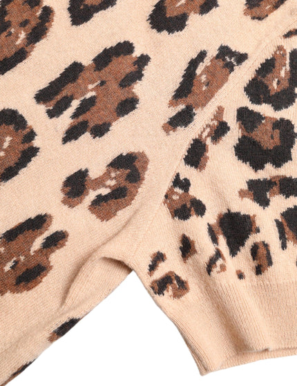 Dolce & Gabbana Beige Leopard Print Wool Turtleneck Top - Ellie Belle