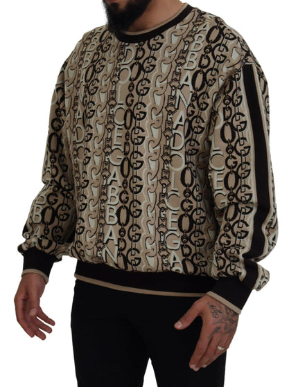Dolce & Gabbana Beige Logo Mania Cotton Pullover Sweater - Ellie Belle