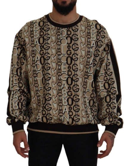 Dolce & Gabbana Beige Logo Mania Cotton Pullover Sweater - Ellie Belle