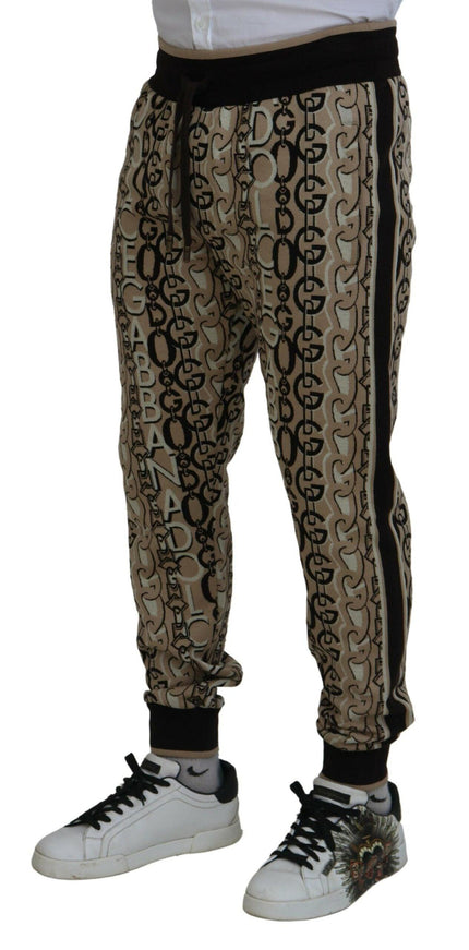 Dolce & Gabbana Beige Logo Print Cotton Jogger Pants - Ellie Belle