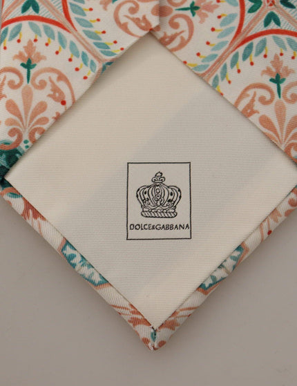 Dolce & Gabbana Beige Majolica Pattern Accessory 100% Silk Necktie - Ellie Belle