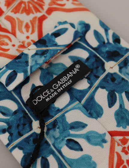 Dolce & Gabbana Beige Multicolor Majolica Accessory Necktie - Ellie Belle