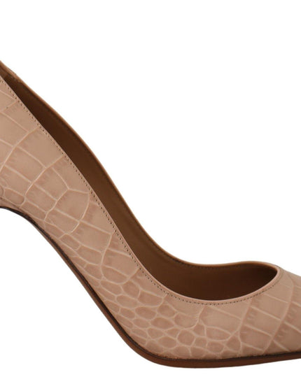 Dolce & Gabbana Beige Nude Leather BELLUCCI Heels Pumps Shoes - Ellie Belle