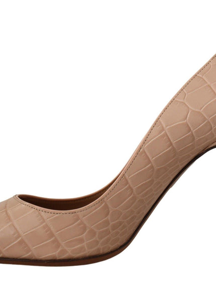 Dolce & Gabbana Beige Nude Leather BELLUCCI Heels Pumps Shoes - Ellie Belle