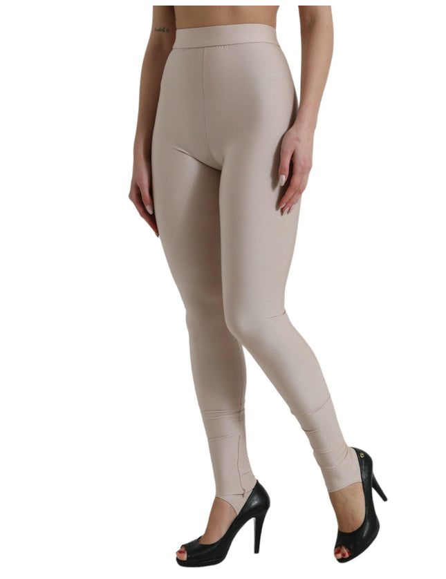 Dolce & Gabbana Beige Nylon Stretch Slim Leggings Pants - Ellie Belle