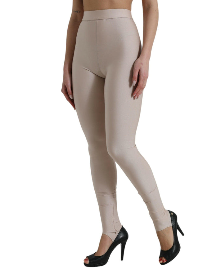 Dolce & Gabbana Beige Nylon Stretch Slim Leggings Pants - Ellie Belle