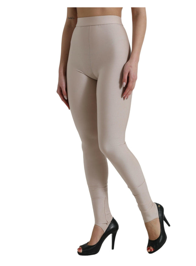 Dolce & Gabbana Beige Nylon Stretch Slim Leggings Pants - Ellie Belle