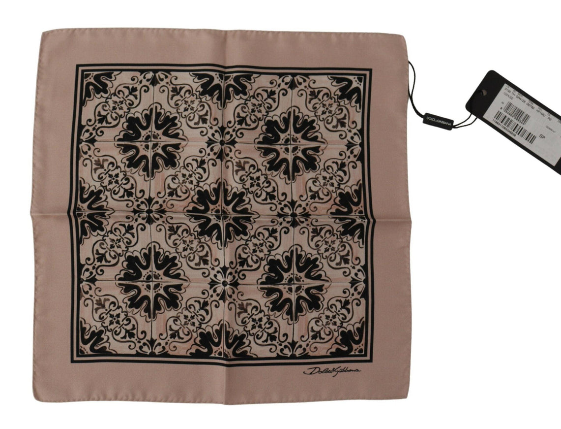 Dolce & Gabbana Beige Patterned Square Mens Handkerchief - Ellie Belle