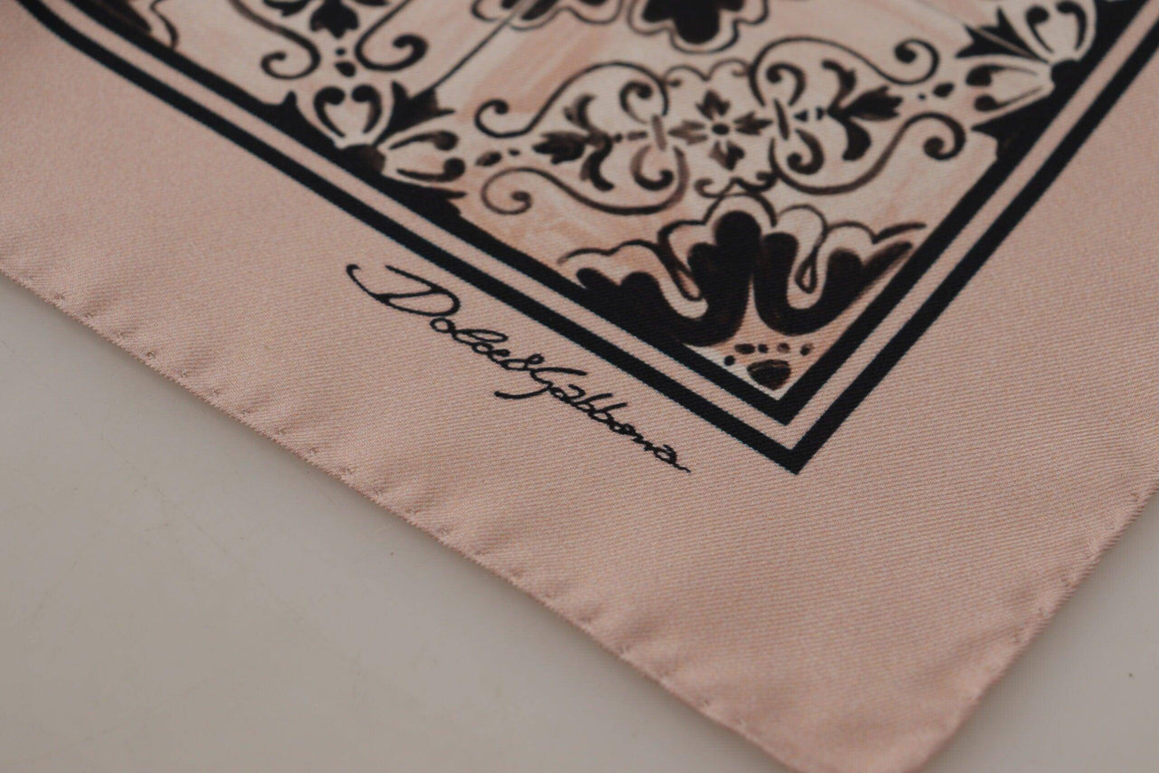 Dolce & Gabbana Beige Patterned Square Mens Handkerchief - Ellie Belle