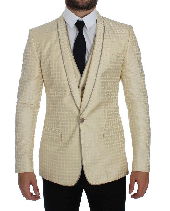 Dolce & Gabbana Beige Polka Dot Silk 2 Piece Blazer - Ellie Belle