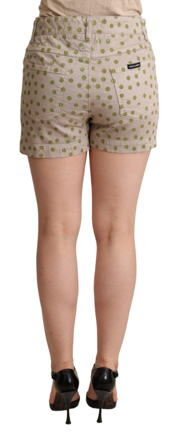 Dolce & Gabbana Beige Polka Dots Denim Cotton Stretch Shorts - Ellie Belle