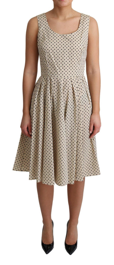 Dolce & Gabbana Beige Polka Dotted Cotton A-Line Dress - Ellie Belle