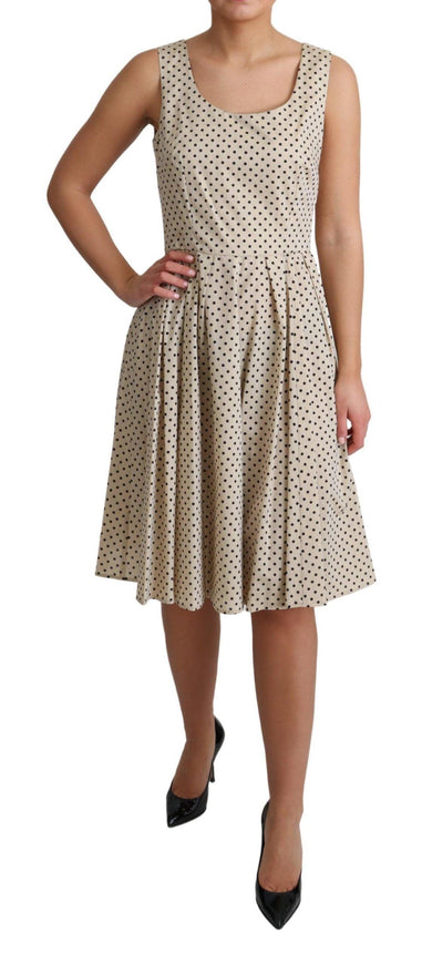 Dolce & Gabbana Beige Polka Dotted Cotton A-Line Dress - Ellie Belle