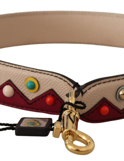 Dolce & Gabbana Beige Red Handbag Accessory Leather Shoulder Strap - Ellie Belle
