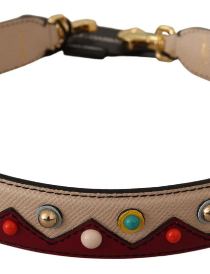 Dolce & Gabbana Beige Red Handbag Accessory Leather Shoulder Strap - Ellie Belle