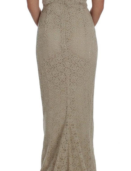 Dolce & Gabbana Beige Ricamo Cutout Cotton Sheath Dress - Ellie Belle