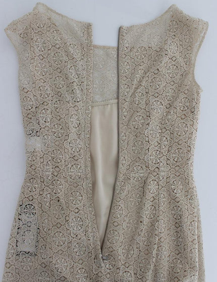 Dolce & Gabbana Beige Ricamo Cutout Cotton Sheath Dress - Ellie Belle