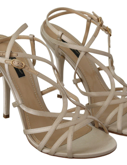 Dolce & Gabbana Beige Satin Ankle Strap Heels Sandals Shoes - Ellie Belle