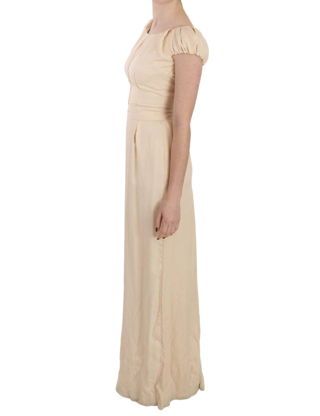 Dolce & Gabbana Beige Silk Column Cap Sleeve Gown Dress - Ellie Belle