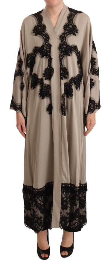 Dolce & Gabbana Beige Silk Lace Abaya Long Kaftan Dress - Ellie Belle