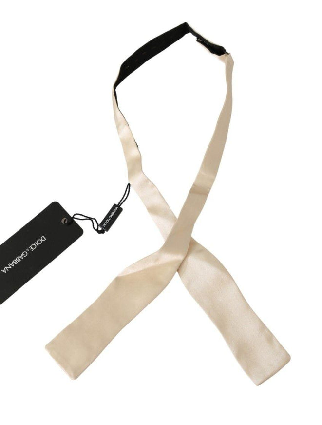 Dolce & Gabbana Beige Slim Skinny Men Necktie 100% Silk Bowtie - Ellie Belle