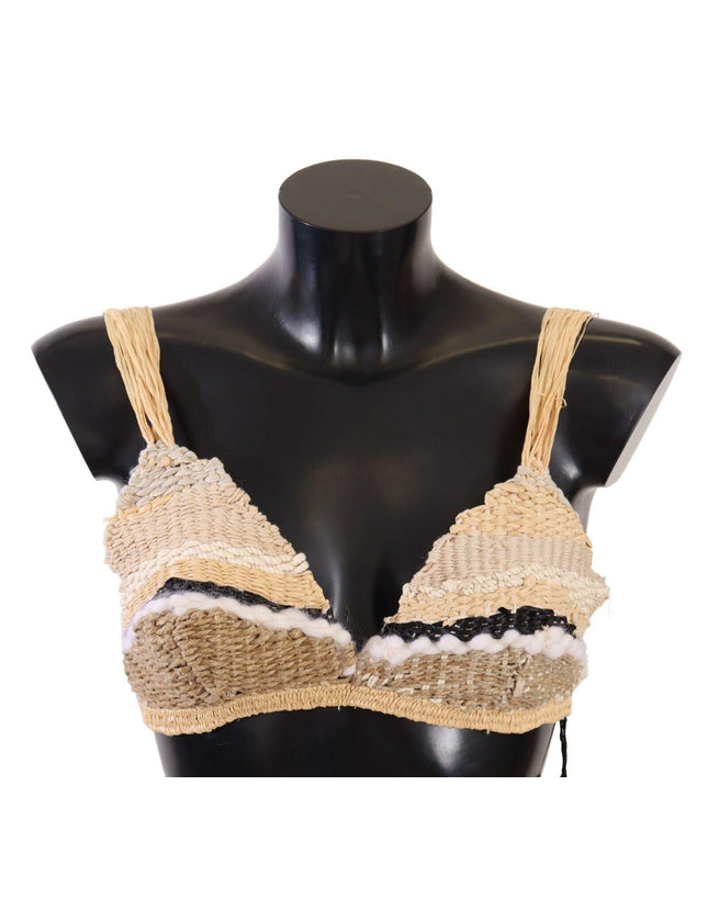 Dolce & Gabbana Beige Straw Raffia Woven Crochet Cover Up Top - Ellie Belle