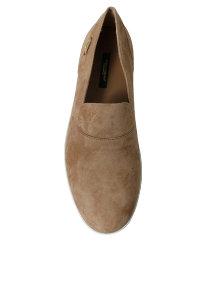 Dolce & Gabbana Beige Suede Caiman Men Loafers Slippers Shoes - Ellie Belle