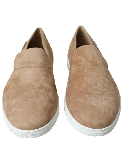 Dolce & Gabbana Beige Suede Caiman Men Loafers Slippers Shoes