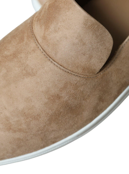 Dolce & Gabbana Beige Suede Caiman Men Loafers Slippers Shoes