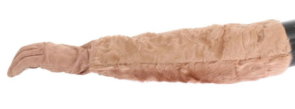 Dolce & Gabbana Beige Suede Xiangao Fur Elbow Gloves - Ellie Belle