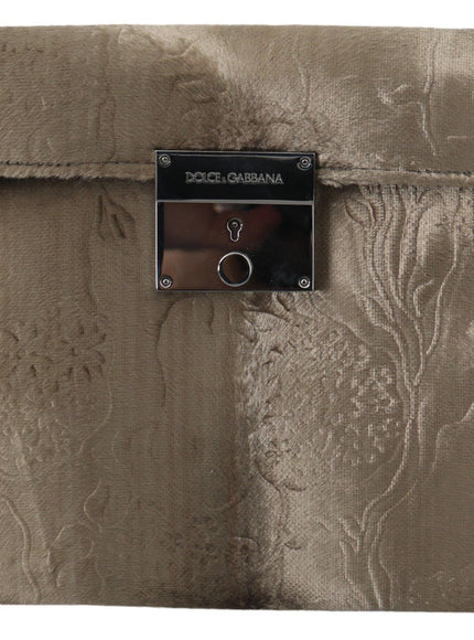 Dolce & Gabbana Beige Velvet Floral Leather Men Document Briefcase - Ellie Belle