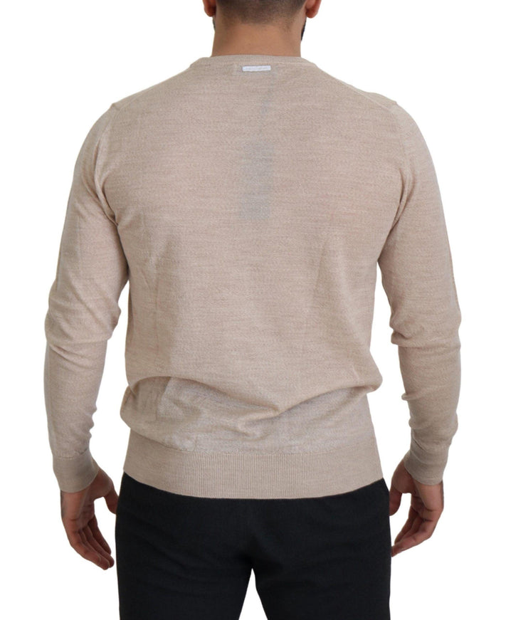 Dolce & Gabbana Beige Virgin Wool Crew Neck Pullover Sweater - Ellie Belle