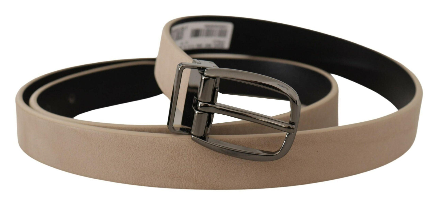 Dolce & Gabbana Beige Vitello Beige Tone Logo Metal Buckle Belt - Ellie Belle