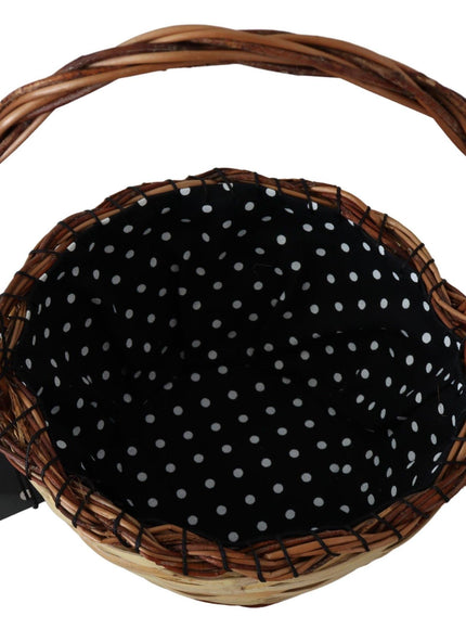 Dolce & Gabbana Beige Wood Wicker Rattan Basket Tote Bag