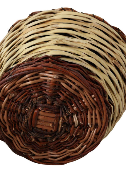 Dolce & Gabbana Beige Wood Wicker Rattan Basket Tote Bag