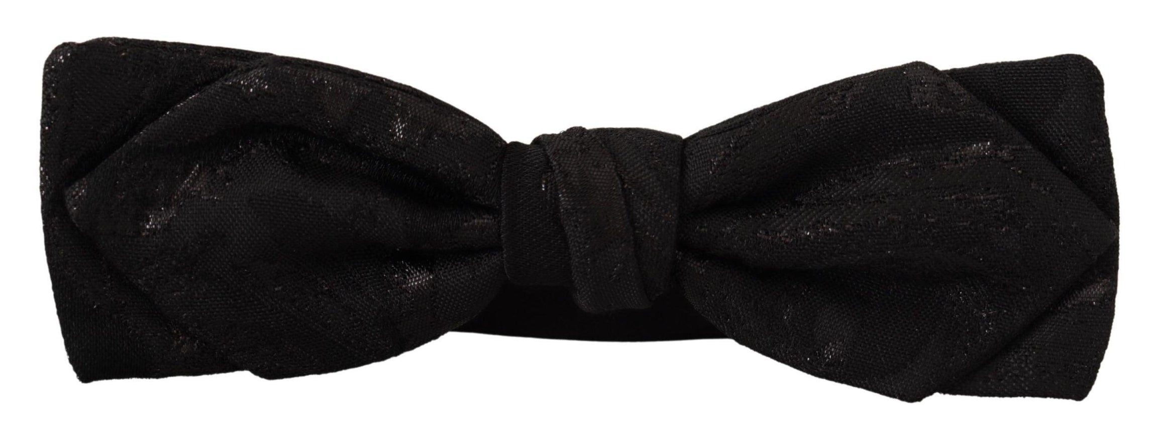 Dolce & Gabbana Black 100% Silk Adjustable Bow Tie - Ellie Belle