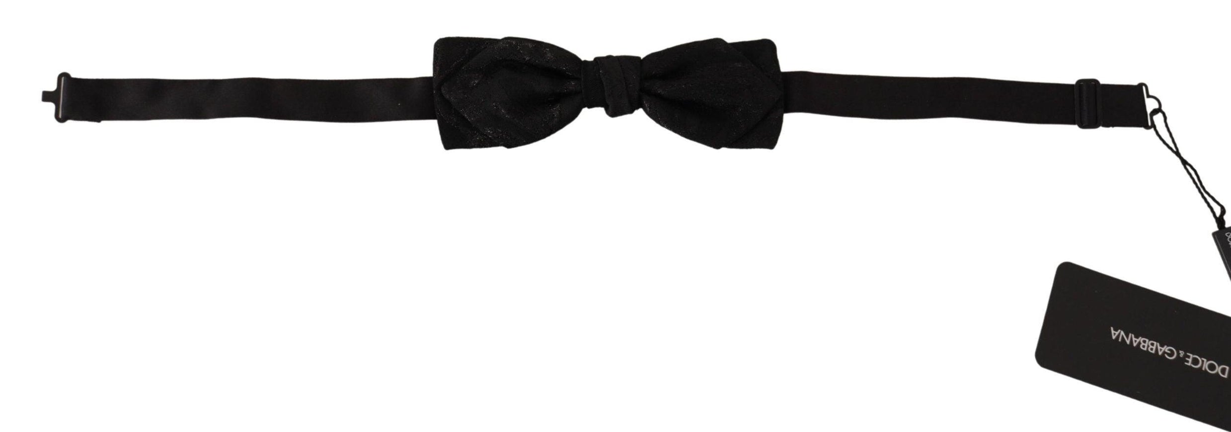 Dolce & Gabbana Black 100% Silk Adjustable Bow Tie - Ellie Belle