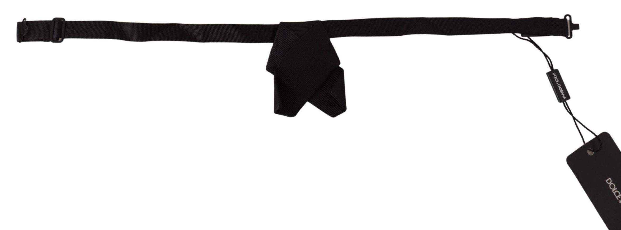 Dolce & Gabbana Black 100% Silk Adjustable Neck Papillon Bow Tie - Ellie Belle