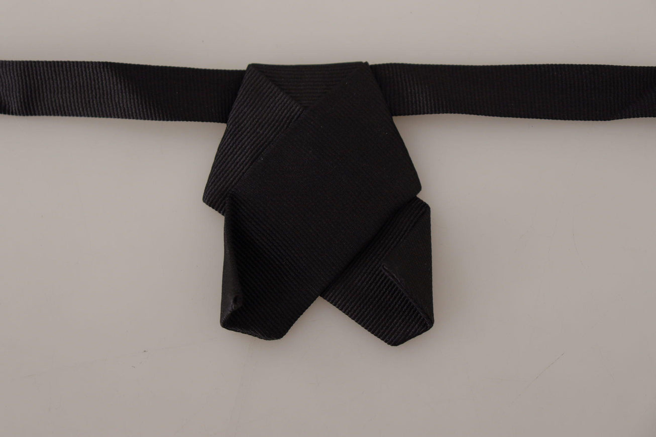 Dolce & Gabbana Black 100% Silk Adjustable Neck Papillon Bow Tie - Ellie Belle