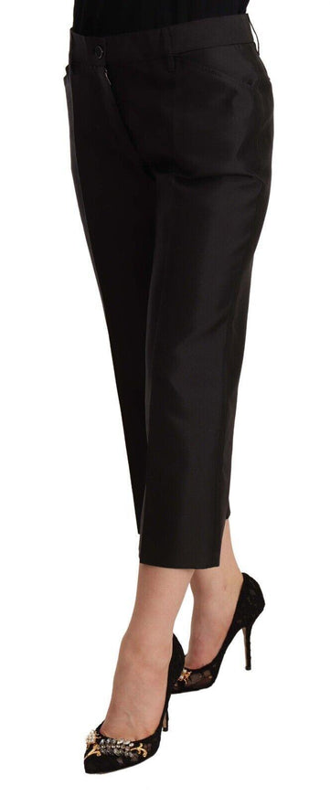 Dolce & Gabbana Black 100% Silk Flared Cropped Pants - Ellie Belle