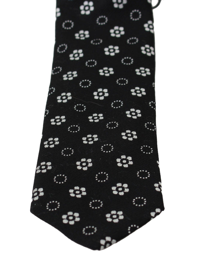 Dolce & Gabbana Black 100% Silk Floral Print Print Classic Tie - Ellie Belle