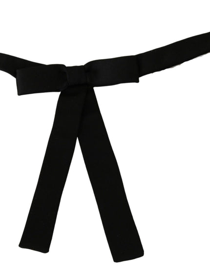 Dolce & Gabbana Black 100% Silk Shirt Accessory Barrette Bowtie - Ellie Belle